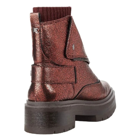 NWT Sam Edelman Linds Zip Genuine Leather Boots in Bordeaux (Metallic Red)Sz.6.5 - Picture 5 of 14